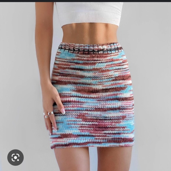 UO The Ragged Priest Data Mini sweater knit Skirt Multi Space Dye Medium - Picture 2 of 12